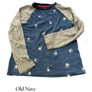Old Navy Navy and Gray Kids Long Sleeve Tee